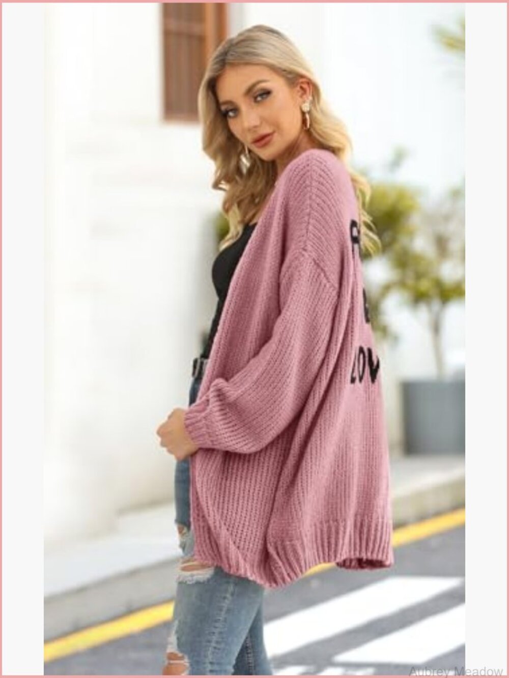 Long Sleeve Open Front Knit Cardigan Soft Loose Draped Sweater Coat - Picture 5 of 7